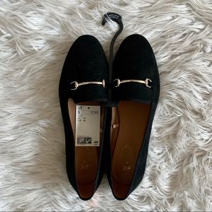 H&M Black Loafers with Gold Buckle - New w/ Tags!